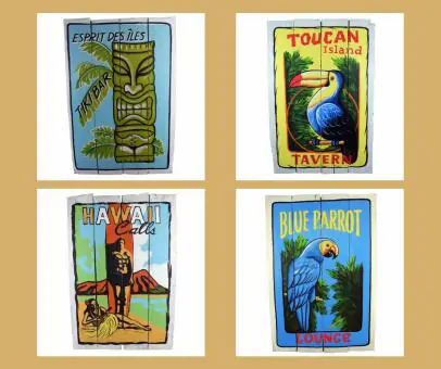 Product image 1 of the product “Hand painted sign, in different motifs available | Finish on recycled packaging wood ”